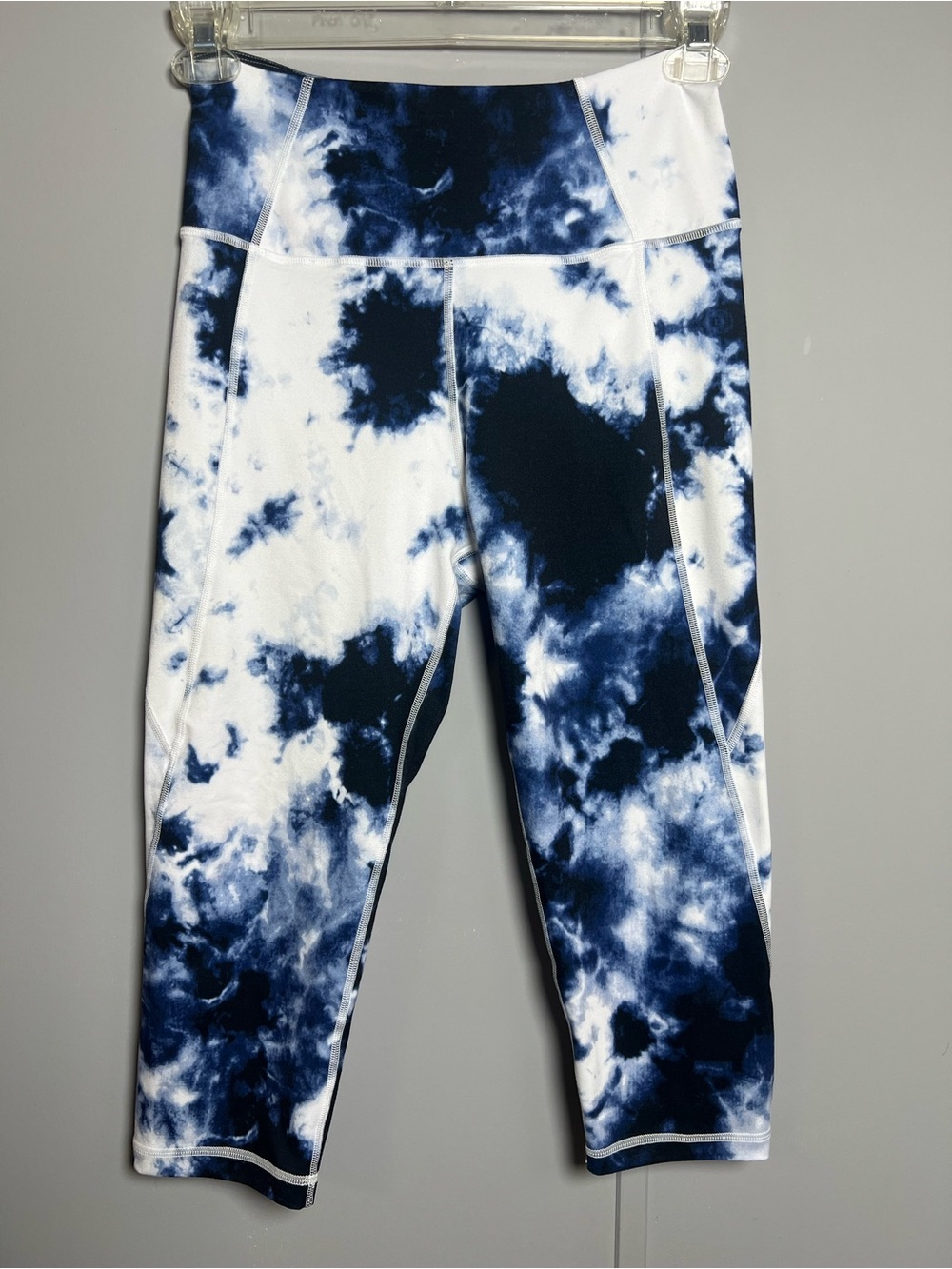 Kinesis Tie-Dye Capri Leggings Women's M Blue White High Rise Activewear
